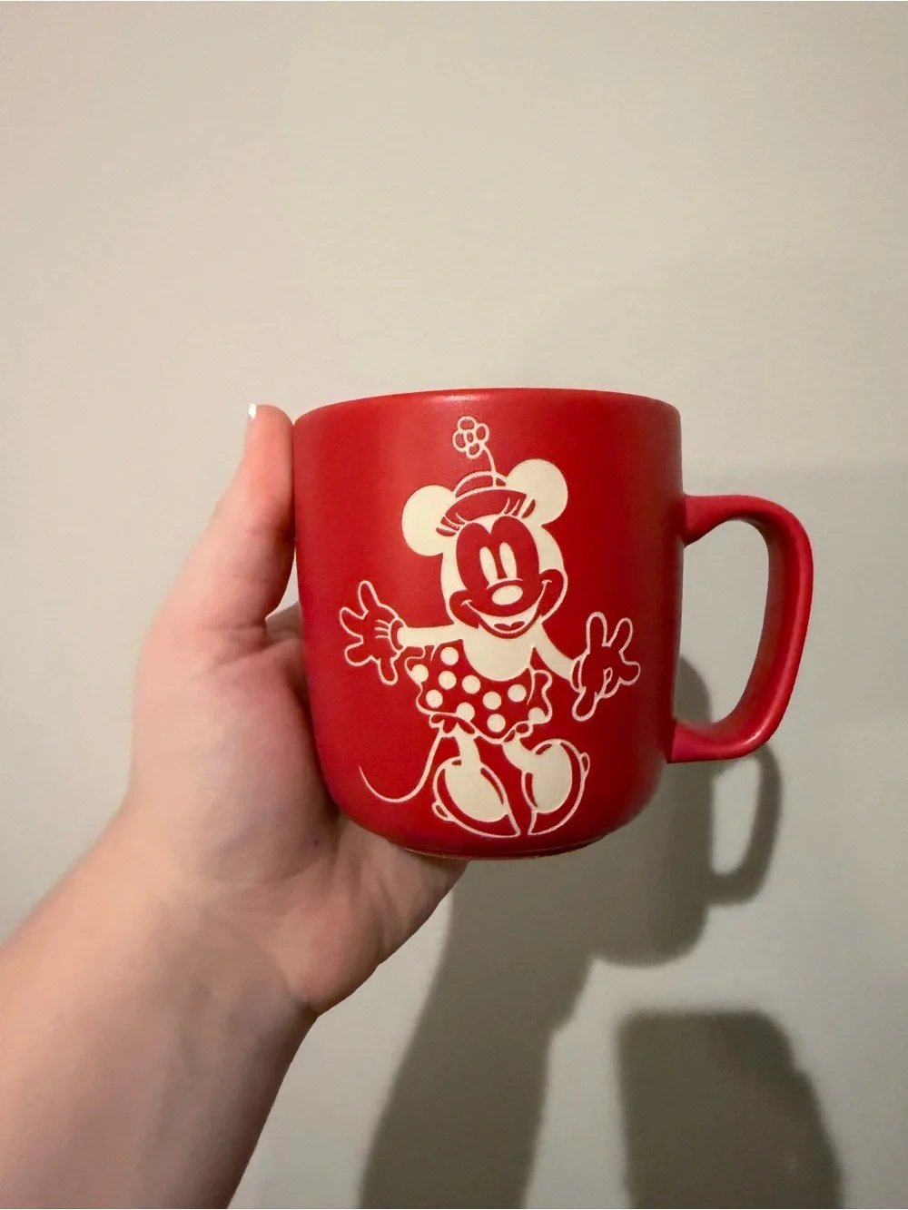 Disney Red Minnie Mouse Ceramic Mug with Cream Graphic Collectible